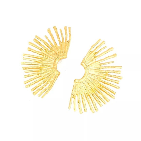 Zara Sun Rays Gold Pin Earrings - Picture 4 of 6